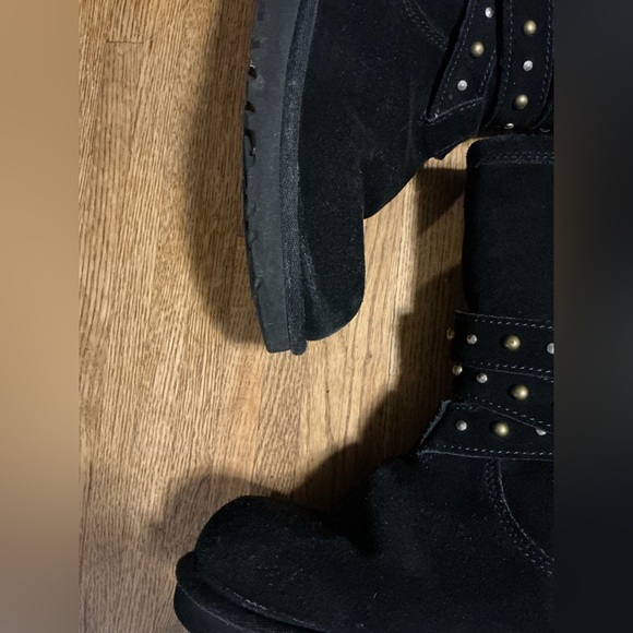 UGG Black Studded Suede Shearling Boots - Picture 4 of 8